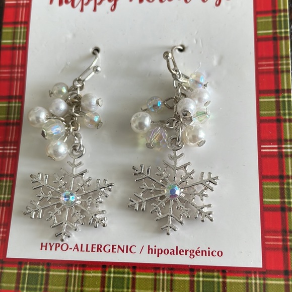NWT Holiday Snowflake Earrings - Picture 2 of 2